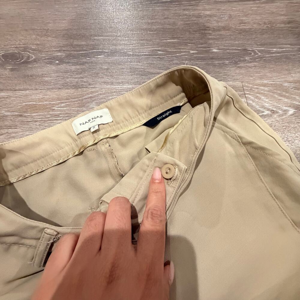 Naf Naf Paris Khaki Straight Cargo Pants Size EU 8 US 4 - Picture 5 of 8
